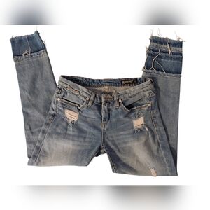 BlankNYC Jeans The Intro Distressed Unique Mismatched Lower Leg Patched Lengths